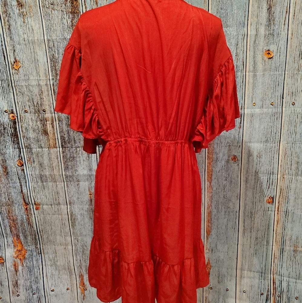 SHEIN Women's Surplice Neck Flutter Sleeve Ruffle Hem Dress - Picture 8 of 13